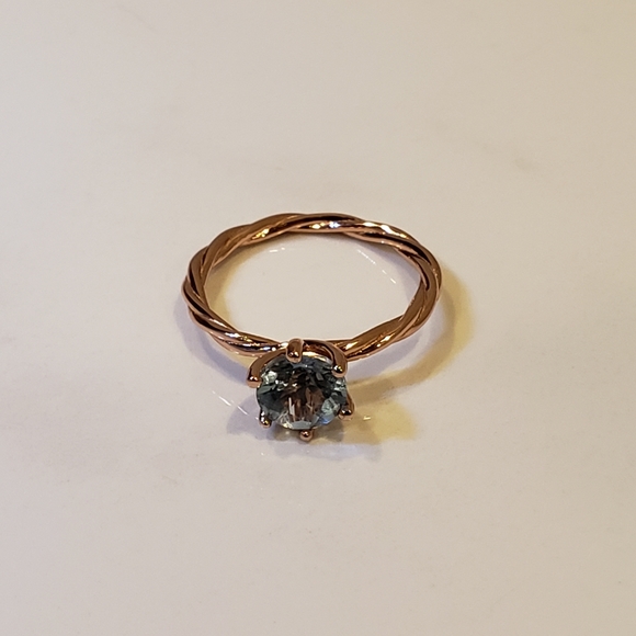 7&8, Topaz Ring, 1.3 ct 18K Rose Gold 925 Silver,  Genuine Blue Topaz. - Picture 7 of 15